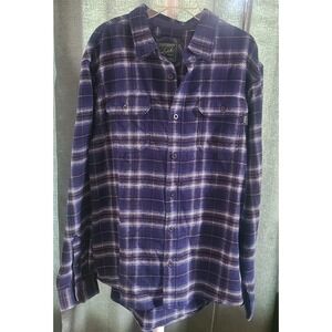 Woolrich Mens  Flannel Shirt Jacket XL Blue White Plaid Pockets Shacket Outdoors